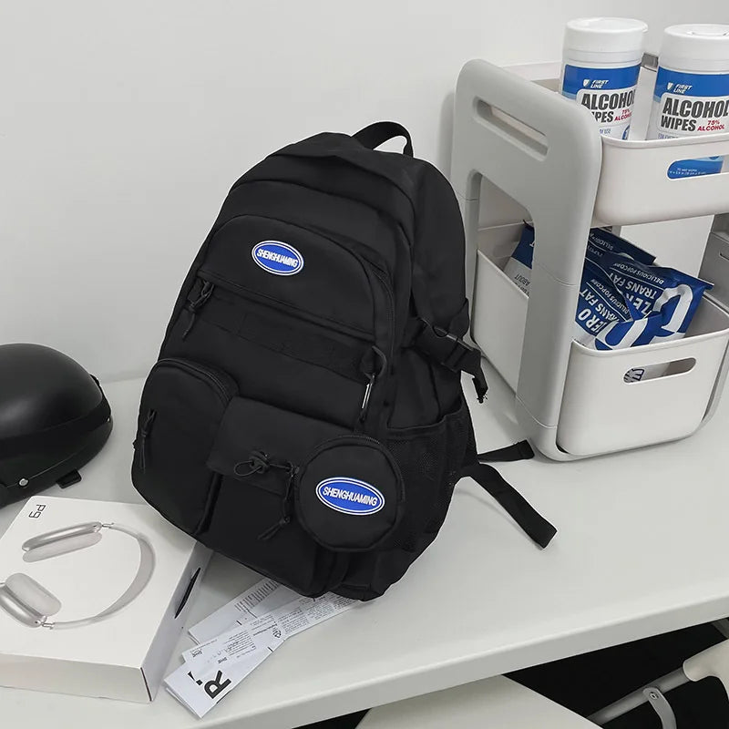 Middle School Student Schoolbag Teenager Simple Couple Backpack Large Capacity Multi-functional Waterproof Computer Bag