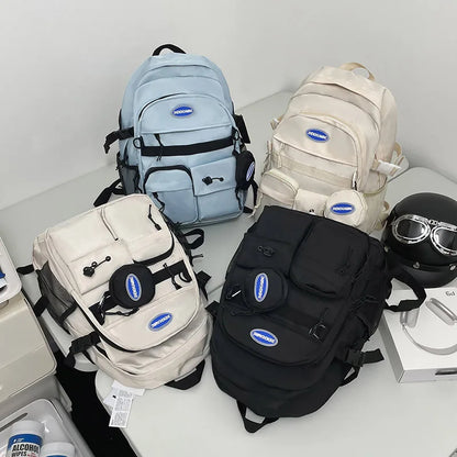 Middle School Student Schoolbag Teenager Simple Couple Backpack Large Capacity Multi-functional Waterproof Computer Bag