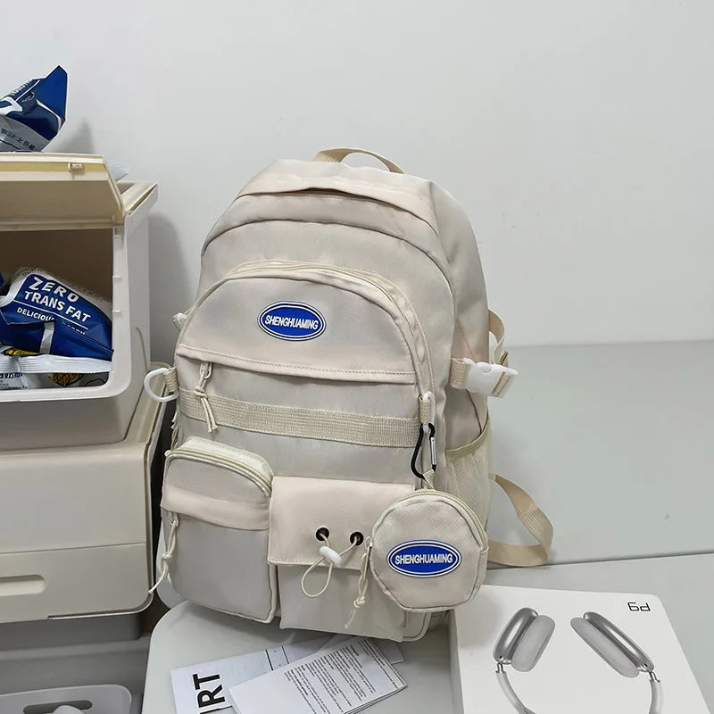 Middle School Student Schoolbag Teenager Simple Couple Backpack Large Capacity Multi-functional Waterproof Computer Bag