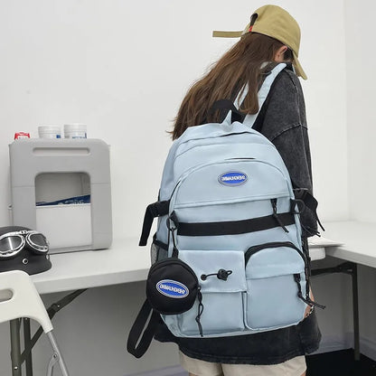 Middle School Student Schoolbag Teenager Simple Couple Backpack Large Capacity Multi-functional Waterproof Computer Bag