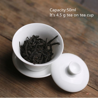 Mini 50ml Gaiwan For Tea Solid White Porcelain Tureen With Lid Teaware Travel Kung Fu Tea Set Chinese Cup Small Bowls Chawan