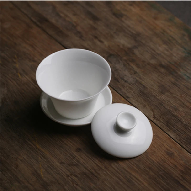 Mini 50ml Gaiwan For Tea Solid White Porcelain Tureen With Lid Teaware Travel Kung Fu Tea Set Chinese Cup Small Bowls Chawan