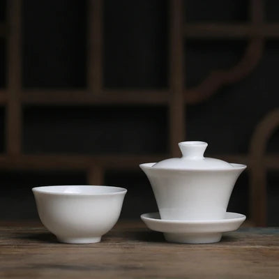 Mini 50ml Gaiwan For Tea Solid White Porcelain Tureen With Lid Teaware Travel Kung Fu Tea Set Chinese Cup Small Bowls Chawan