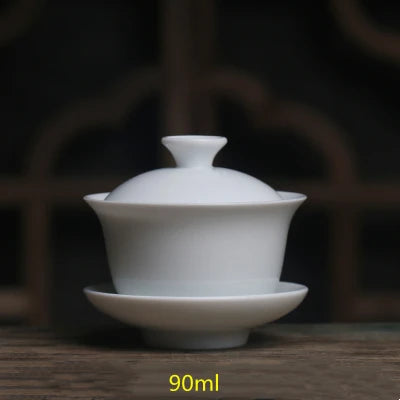 Mini 60ml Gaiwan For Tea Solid White Porcelain Tureen With Lid Teaware Travel Kung Fu Tea Set Chinese Cup Tea Bowls Small Chawan