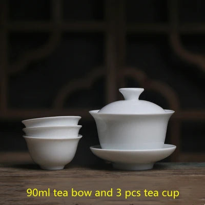 Mini 60ml Gaiwan For Tea Solid White Porcelain Tureen With Lid Teaware Travel Kung Fu Tea Set Chinese Cup Tea Bowls Small Chawan