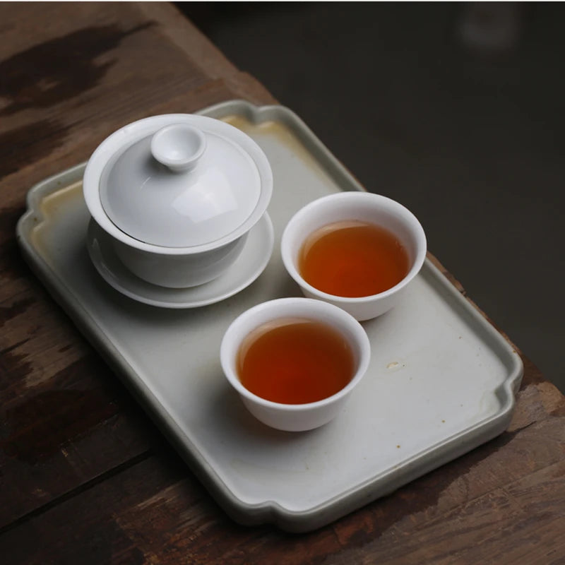 Mini 60ml Gaiwan For Tea Solid White Porcelain Tureen With Lid Teaware Travel Kung Fu Tea Set Chinese Cup Tea Bowls Small Chawan