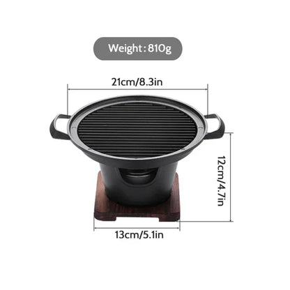 Mini BBQ Grill Japanese Alcohol Stove Home Smokeless Barbecue Grill Outdoor BBQ Plate Roasting Meat Tools