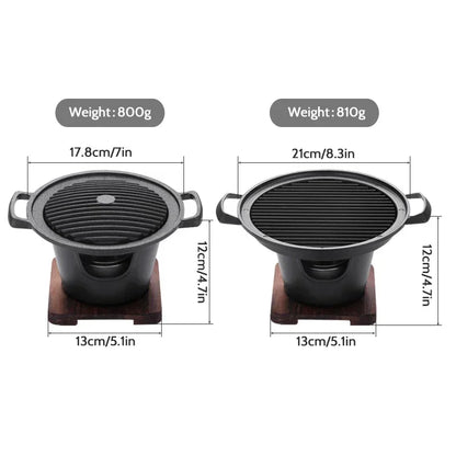 Mini BBQ Grill Japanese Alcohol Stove Home Smokeless Barbecue Grill Outdoor BBQ Plate Roasting Meat Tools