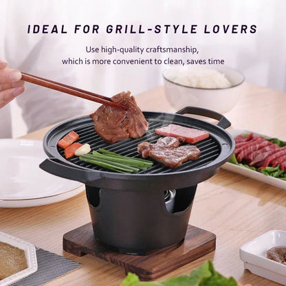 Mini BBQ Grill Japanese Alcohol Stove Home Smokeless Barbecue Grill Outdoor BBQ Plate Roasting Meat Tools