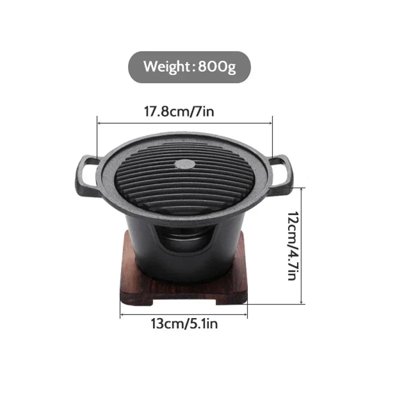 Mini BBQ Grill Japanese Alcohol Stove Home Smokeless Barbecue Grill Outdoor BBQ Plate Roasting Meat Tools