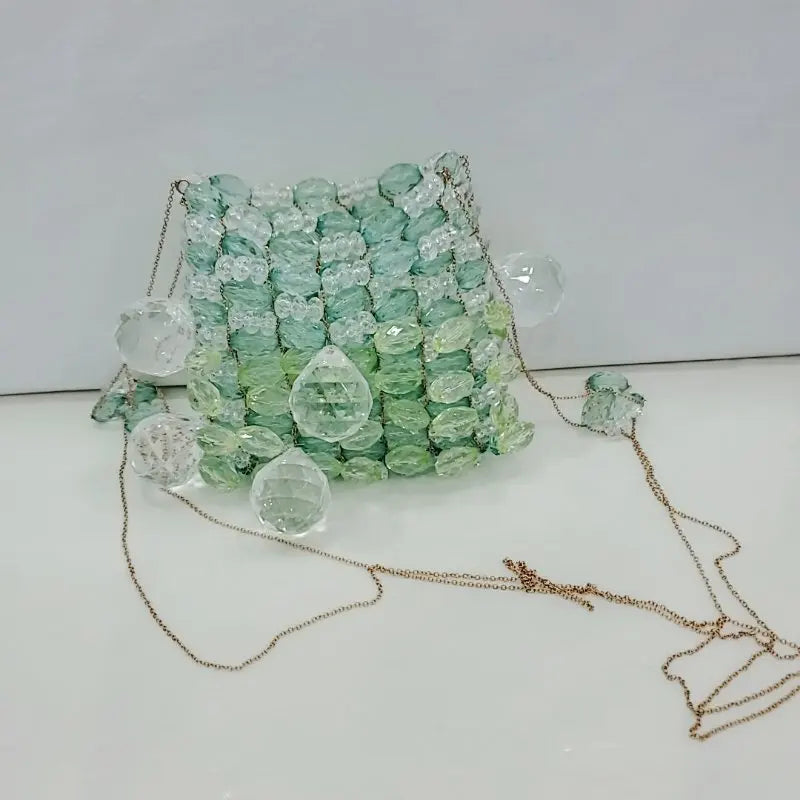 Mini Crystal handmade beaded small square bag Party Clutch Evening  Designer Chain Shoulder Bag Wedding Women Chic Purse