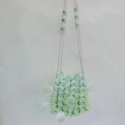 Mini Crystal handmade beaded small square bag Party Clutch Evening  Designer Chain Shoulder Bag Wedding Women Chic Purse