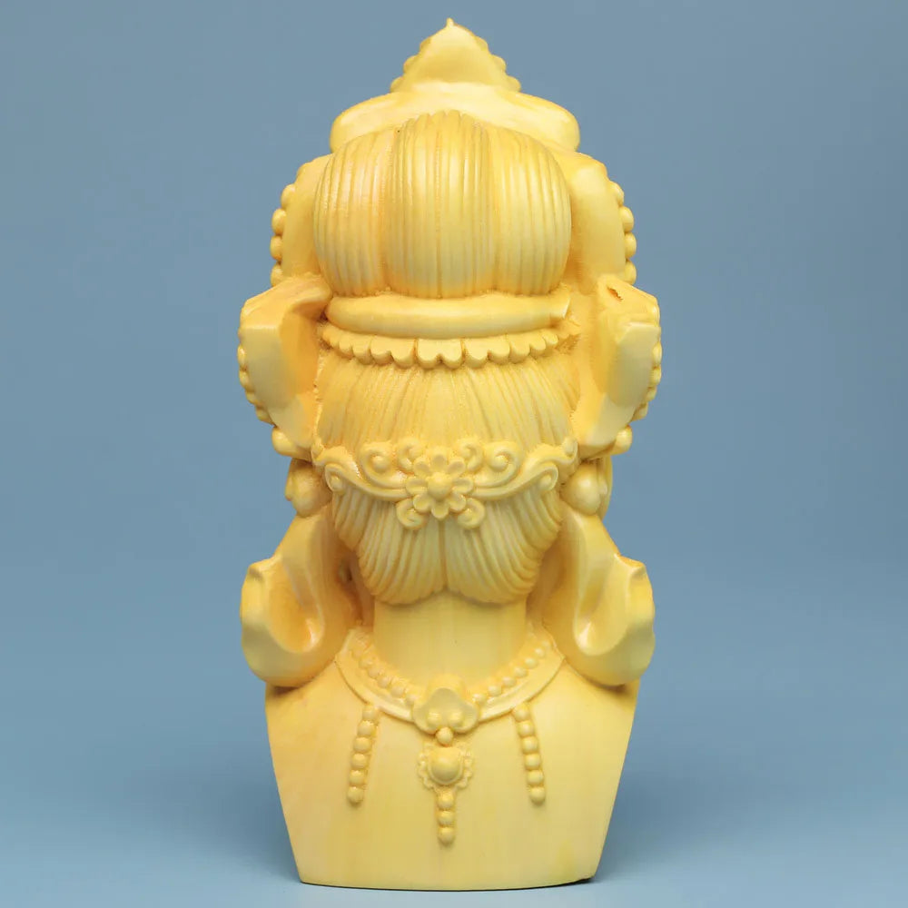 Mini Guan Yin Chinese Wood Boxwood Kwan-yin Goddess Avalokiteshvara Buddha Statue Desktop Ornaments Car Ornaments