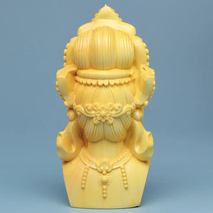 Mini Guan Yin Chinese Wood Boxwood Kwan-yin Goddess Avalokiteshvara Buddha Statue Desktop Ornaments Car Ornaments