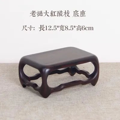 Mini Incense Burner with Large Red Sage Branch, Incense Burner, Solid Wood Base, Bonsai Display Bracket, Vase Decoration