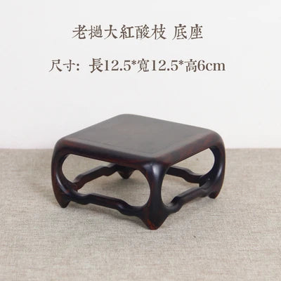 Mini Incense Burner with Large Red Sage Branch, Incense Burner, Solid Wood Base, Bonsai Display Bracket, Vase Decoration