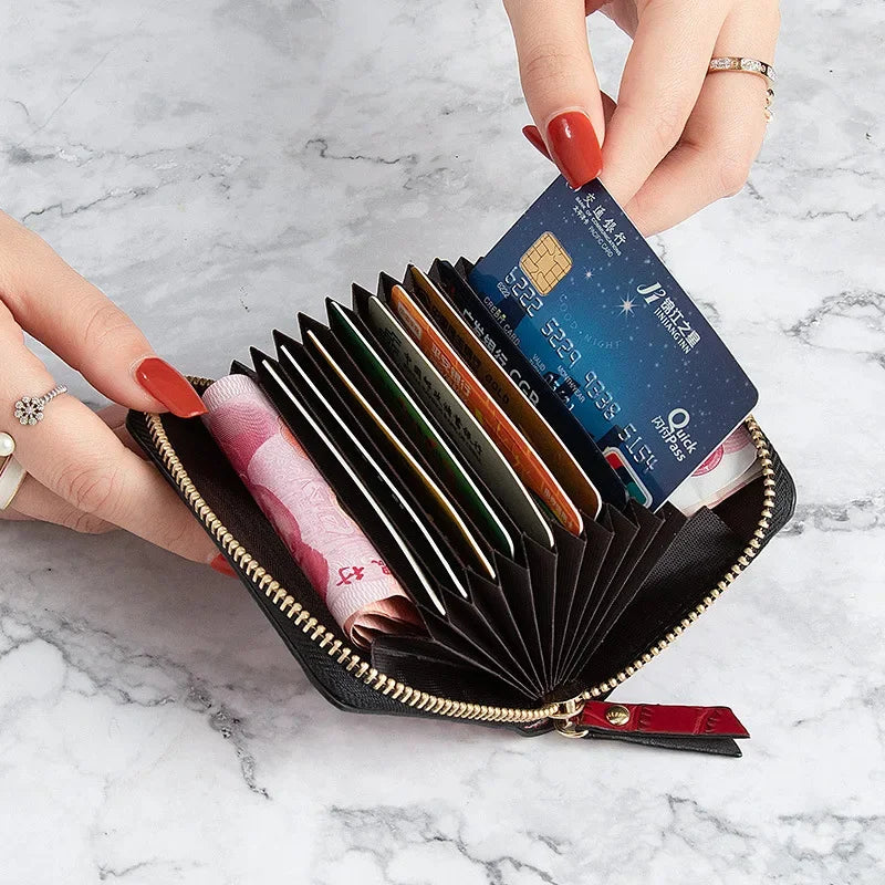 Mini Leather Women's Wallet Anti-Degaussing Multifunction Card Holder Fashion Short Female Money Clip