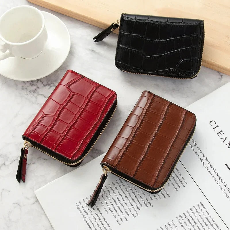 Mini Leather Women's Wallet Anti-Degaussing Multifunction Card Holder Fashion Short Female Money Clip