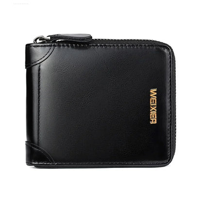 Mini Men Short Wallet Coin Pouch Credit/ID Card Holder Pocket Retro PU Leather Small Male Zipper Purses Money Bag