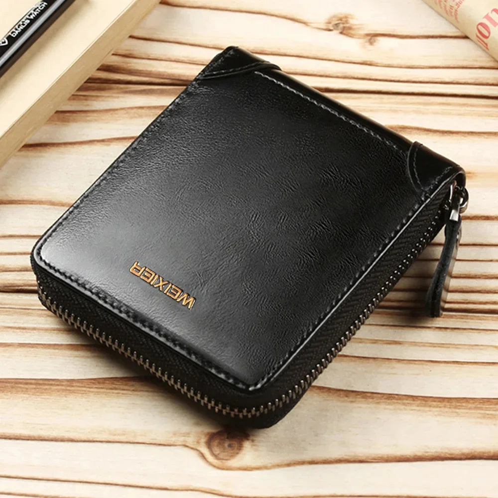 Mini Men Short Wallet Coin Pouch Credit/ID Card Holder Pocket Retro PU Leather Small Male Zipper Purses Money Bag