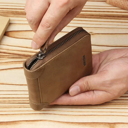 Mini Men Short Wallet Coin Pouch Credit/ID Card Holder Pocket Retro PU Leather Small Male Zipper Purses Money Bag