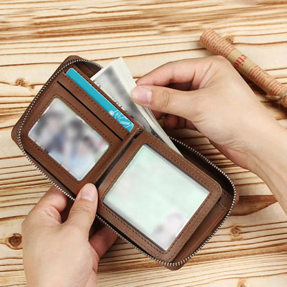 Mini Men Short Wallet Coin Pouch Credit/ID Card Holder Pocket Retro PU Leather Small Male Zipper Purses Money Bag