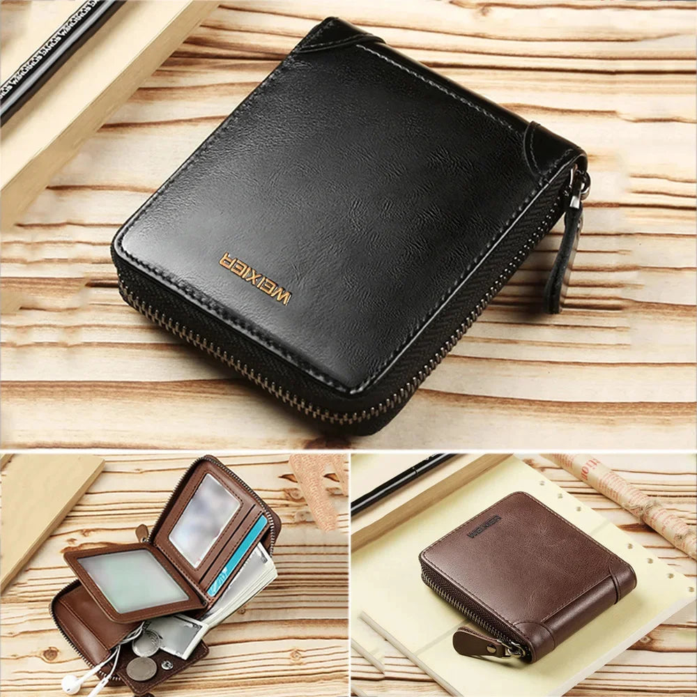 Mini Men Short Wallet Coin Pouch Pocket Credit/ID Card Holder Retro PU Leather Male Zipper Purses Money Bag