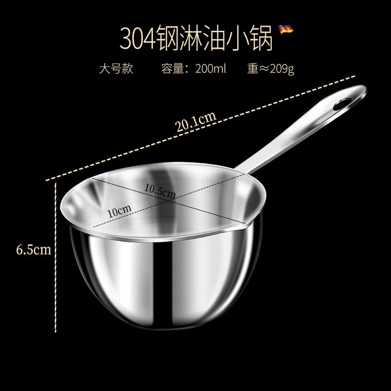 Mini Oil Saving Frying Pan Frying Pan Seasoning Oil Pouring Pan Oil Pot 304 Stainless Steel Fried Egg Hot Oil Pot Nozzle Oil Pot