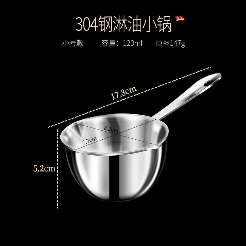 Mini Oil Saving Frying Pan Frying Pan Seasoning Oil Pouring Pan Oil Pot 304 Stainless Steel Fried Egg Hot Oil Pot Nozzle Oil Pot