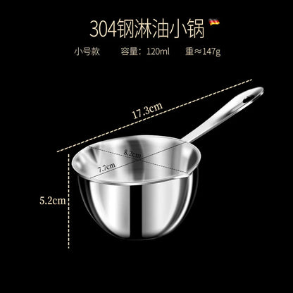 Mini Oil Saving Frying Pan Frying Pan Seasoning Oil Pouring Pan Oil Pot 304 Stainless Steel Fried Egg Hot Oil Pot Nozzle Oil Pot