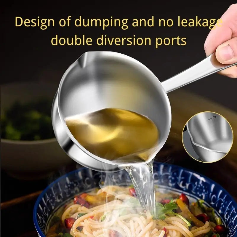 Mini Oil Saving Frying Pan Frying Pan Seasoning Oil Pouring Pan Oil Pot 304 Stainless Steel Fried Egg Hot Oil Pot Nozzle Oil Pot