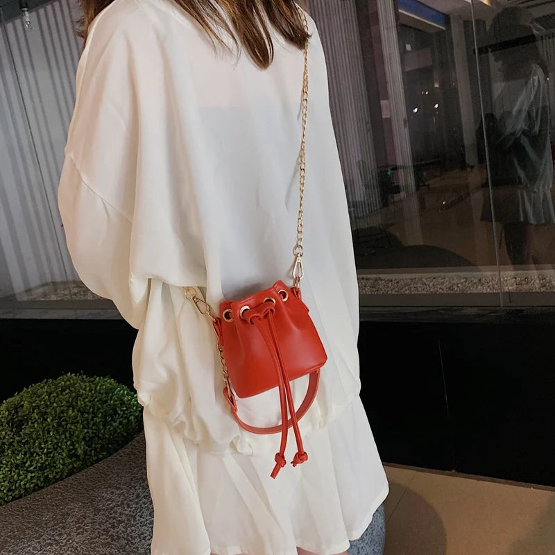 Mini Pu Leather Bucket Bags For Women 2019 Chain Crossbody Bags Female Shoulder Messenger Bag Ladies  Lipstick Organizer