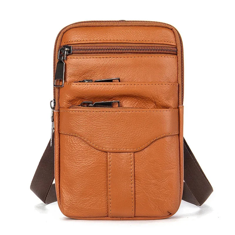 Mini Shoulder Outdoor Phone Pouch Genuine Leather Small s for Man Men For Keys Waist Bag On Belt
