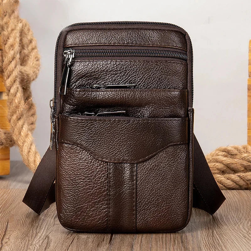 Mini Shoulder Outdoor Phone Pouch Genuine Leather Small s for Man Men For Keys Waist Bag On Belt