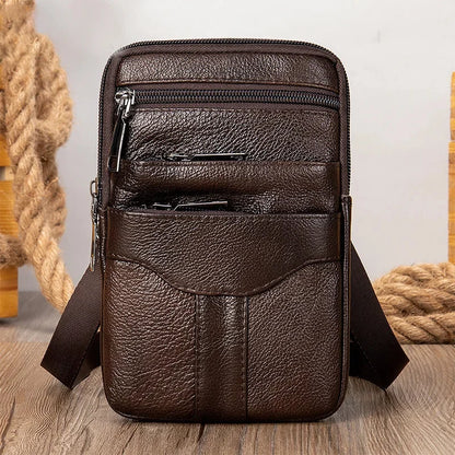 Mini Shoulder Outdoor Phone Pouch Genuine Leather Small s for Man Men For Keys Waist Bag On Belt