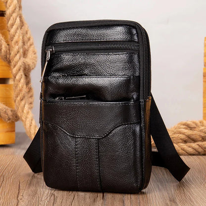 Mini Shoulder Outdoor Phone Pouch Genuine Leather Small s for Man Men For Keys Waist Bag On Belt
