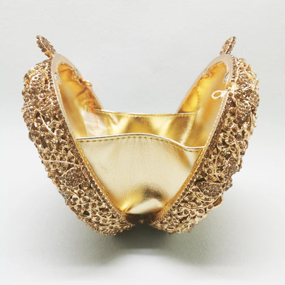 Mini Square Bow Woman Diamond Gold Handbag High Quality Crystal Wedding Bridal Evening Bag Party Banquet Cocktail Dinner Purse