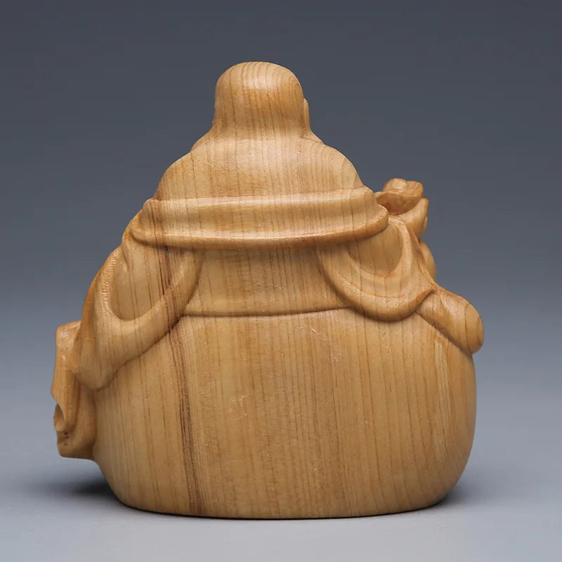 Mini Thuja Maitreya Buddha Statue Ornament Maitreya Sculpture Wood Carving Buddha Statue Collection Home Decor
