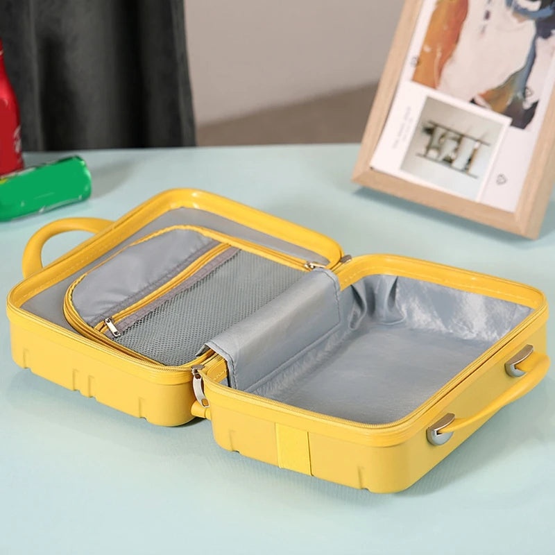 Mini Travel Hand Luggage Cosmetic Case Small Portable Carrying Pouch Cute Suitcase for Makeup Multifunctional Storage Organizer