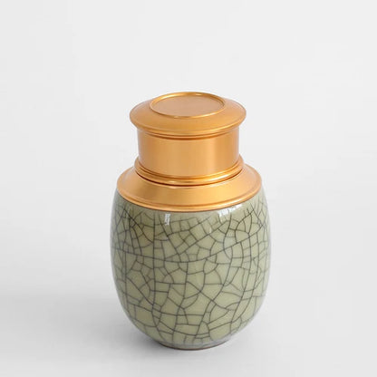 Mini Travel Portable Sealed Can, Celadon Tea Caddy Ceramic Tea Box, Metal Tin Can, Storage Canister