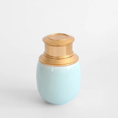 Mini Travel Portable Sealed Can, Celadon Tea Caddy Ceramic Tea Box, Metal Tin Can, Storage Canister