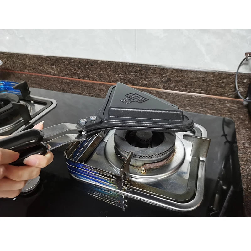 Mini sandwich maker household breakfast machine gas stove non-stick pan double-sided  sandwich waffle mold With Insulated Handle