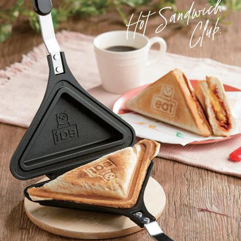 Mini sandwich maker household breakfast machine gas stove non-stick pan double-sided  sandwich waffle mold With Insulated Handle