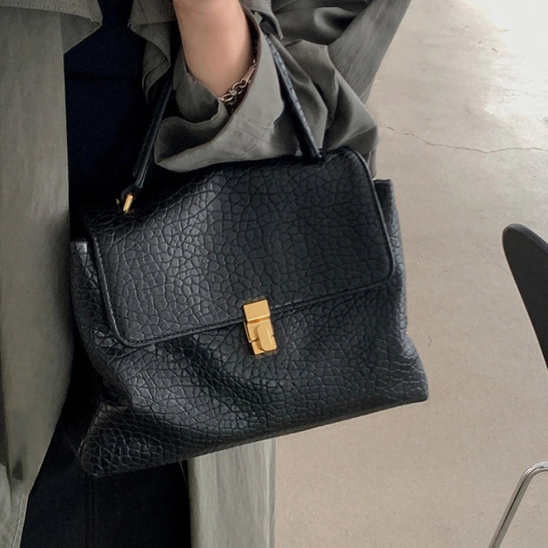 Minimalism Soft Leather Tote Bag For Women 2024 New High Quality Large Capacity Commuter Handbags Elegant Luxury Purses Clutch
