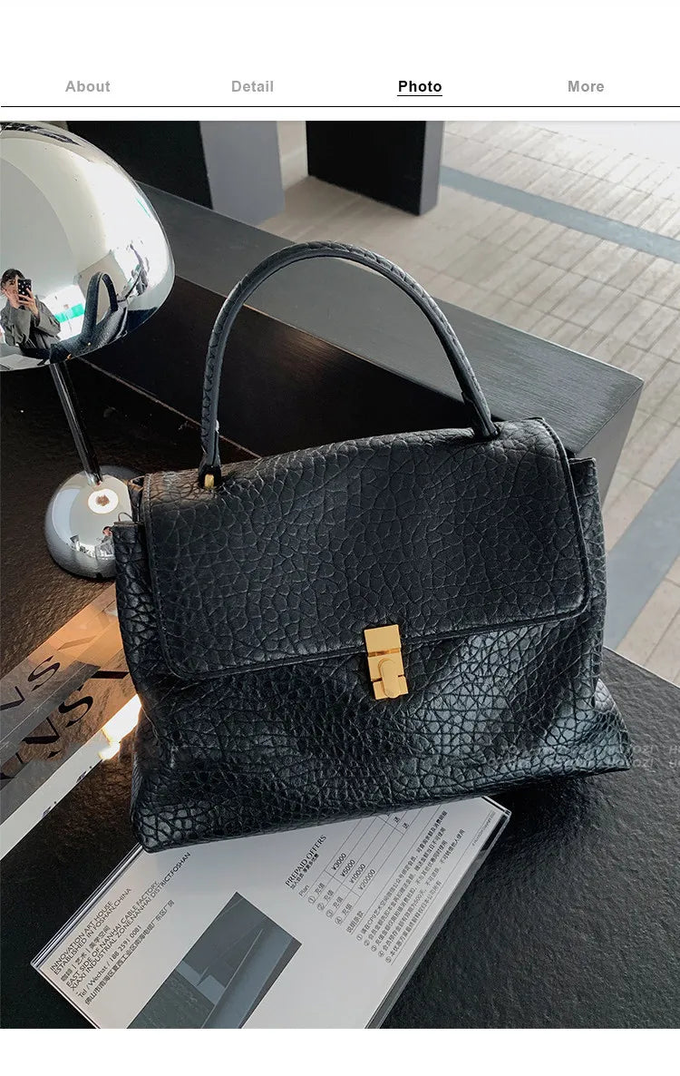 Minimalism Soft Leather Tote Bag For Women 2024 New High Quality Large Capacity Commuter Handbags Elegant Luxury Purses Clutch