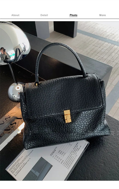 Minimalism Soft Leather Tote Bag For Women 2024 New High Quality Large Capacity Commuter Handbags Elegant Luxury Purses Clutch