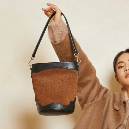 Minority Ligh Luxury High Quality Retro Bucket Bags Women 2024 New Fashion Underarm Shoulder Bag Large Capacity Commuter Bolsa