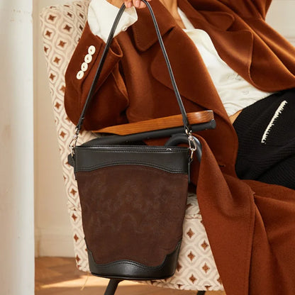 Minority Ligh Luxury High Quality Retro Bucket Bags Women 2024 New Fashion Underarm Shoulder Bag Large Capacity Commuter Bolsa