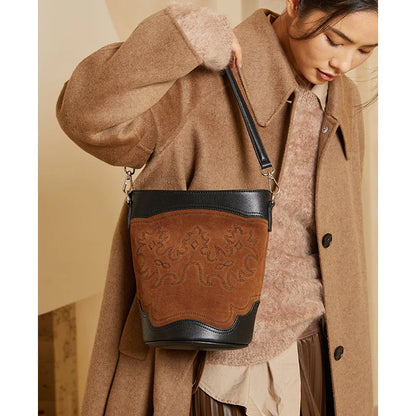 Minority Ligh Luxury High Quality Retro Bucket Bags Women 2024 New Fashion Underarm Shoulder Bag Large Capacity Commuter Bolsa