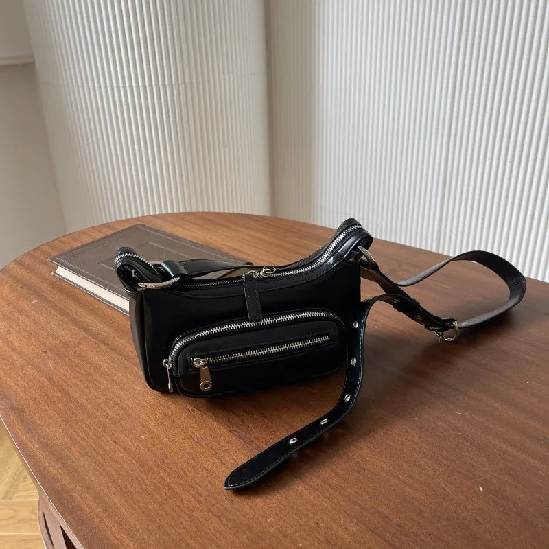 Minority Street Biker Style Multi Pockets Crossbody Shoulder Bags Versatile Fashion All-match Casual Handbags Vintage Bolsas
